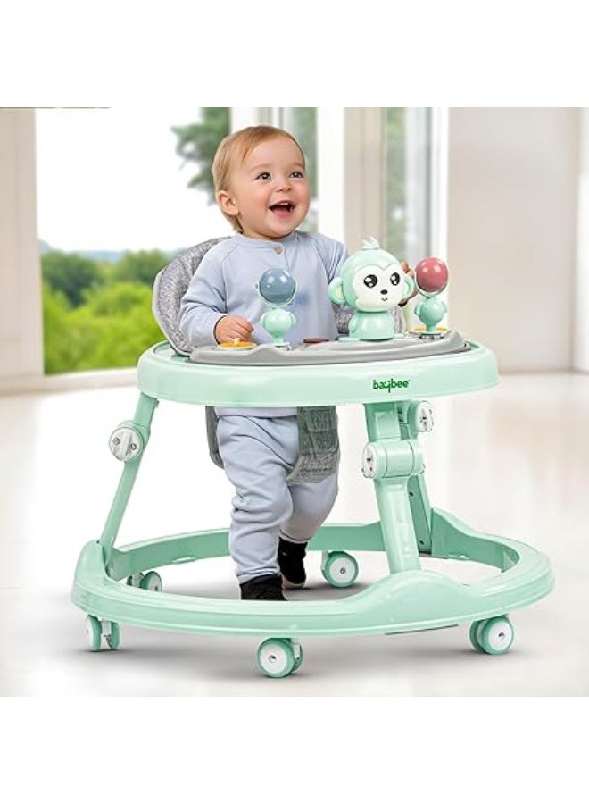 Baybee Drono Baby Walker for Kids, Round Kids with 4 Seat Height Adjustable | Activity for Baby with with Food Tray & Musical Toy Bar | for Baby 6-18 Months Boys Girls (Green) - Image 1